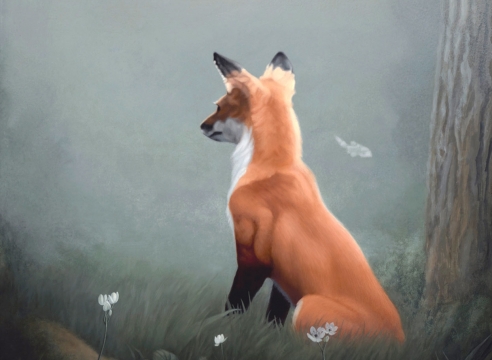 SUSAN McDONNELL , Fox with White Flowers, 2018
