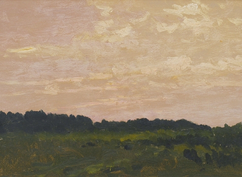 LOCKWOOD DE FOREST (1850-1932), Santa Barbara: Pale Pink Sky over Treeline, April 14, 1901 for IN QUIETUDE: The Paintings of Lockwood de Forest