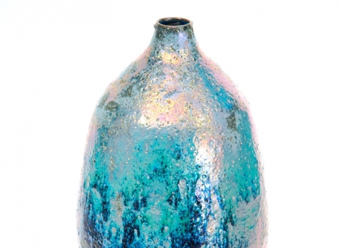 JAMES HAGGERTY , Vase, Blue Gold Luster Pitted, 2008.