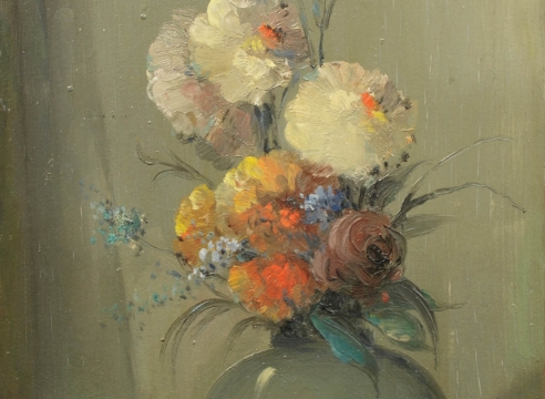 LEON DABO (1864-1960) , Green Vase with Spring Flowers, 1930