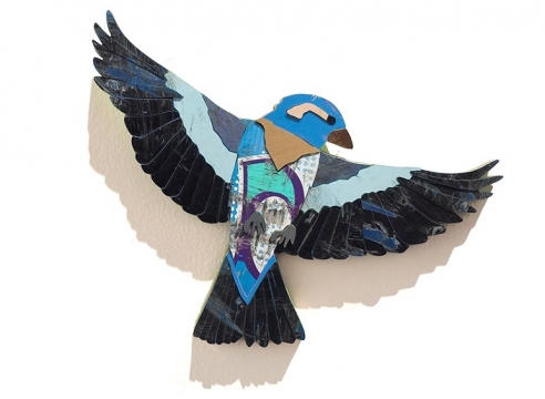 INGA GUZYTE , Young Sparrow - Blue - Black - R, 2021