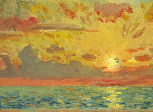COLIN CAMPBELL COOPER (1856-1937), Sunset with Rays Over the Ocean, 