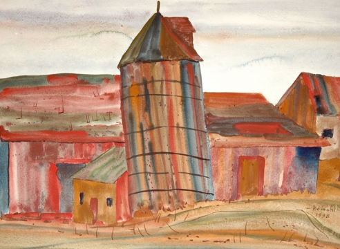FREDERICK REMAHL (1901-1968), Barn and Silo, 1938