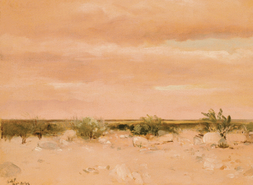 LOCKWOOD DE FOREST (1850-1932), Desert Wash - with Palm Springs Mountains in Distance, March  30, 1906