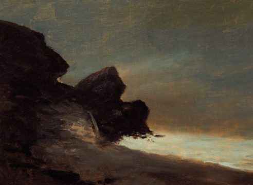 LOCKWOOD DE FOREST (1850-1932), Moonlight Behind Castle Rock, Feb 6, 1906
