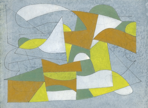 SIDNEY GORDIN (1918-1996), Untitled - Ochre, Yellow, Aqua, and White, c. 1940s
