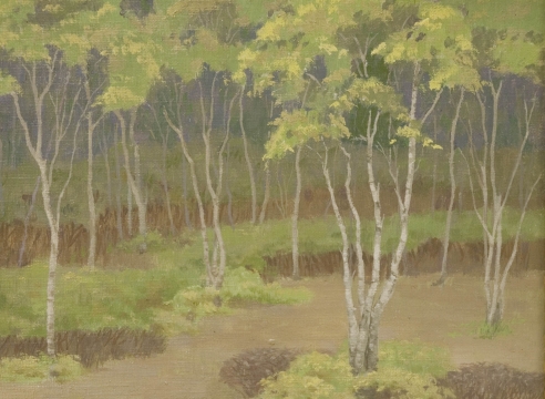 THEODORE DABO (1877-1928), Paper Birch Trees Along Creek, c. 1905