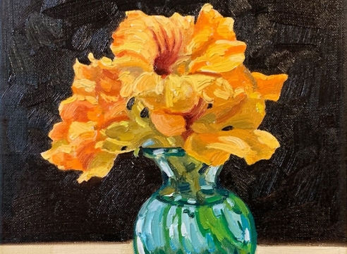 JOHN NAVA , Flowers in Green Vase, 2020