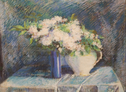 Leon Dabo White flowers in Blue Vase