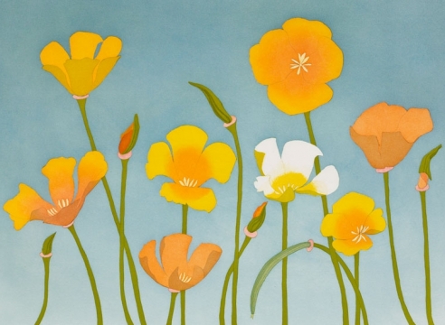 BETH VAN HOESEN (1926-2010), California Poppies, 1992-95