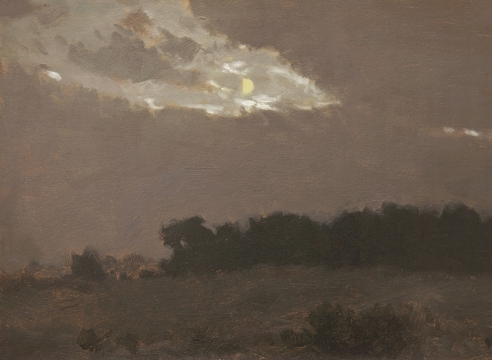 LOCKWOOD DE FOREST (1850-1932), Moonlight in Clouds Over Treeline
