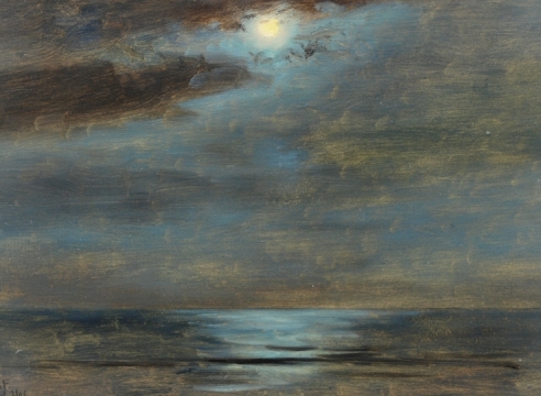 LOCKWOOD DE FOREST (1850-1932), Moon Above Still Sea, York Harbor, Maine, September 2, 1906