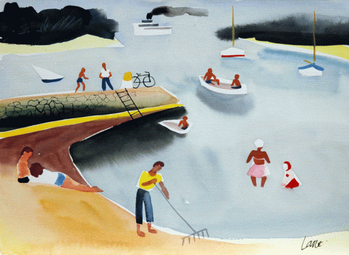 BETTY LANE (1907-1996), Raking the Beach, 1940s.