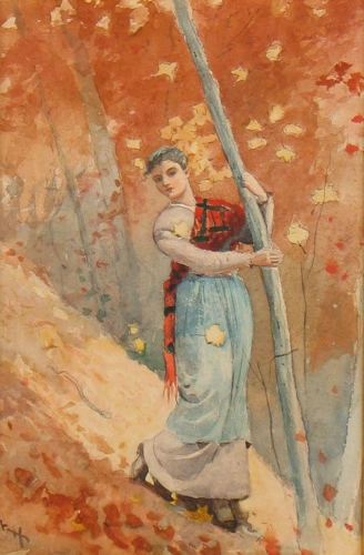 In Autumn Woods, c. 1877

11 x 7.5 inches | watercolor on paper