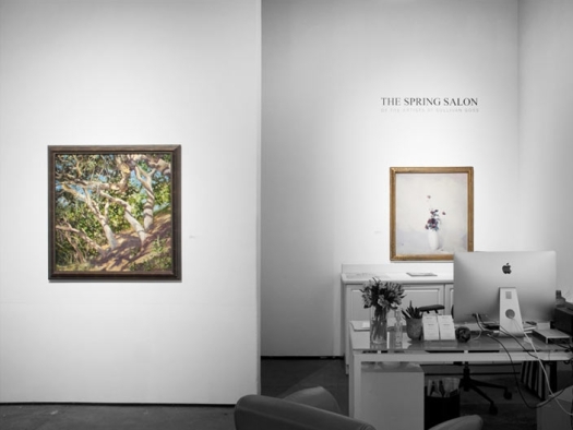 Installation shot of The Spring Salon, 2022 with works by ROBIN GOWEN and LEON DABO