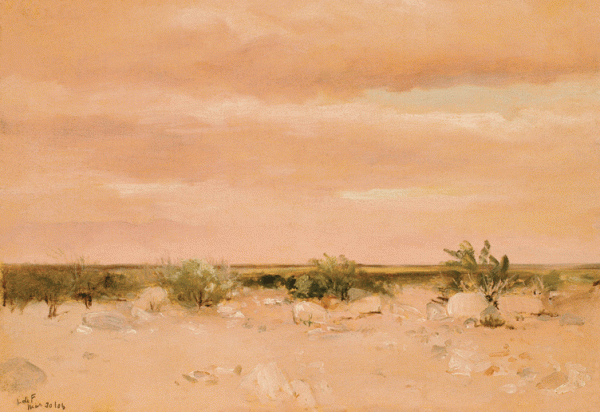 LOCKWOOD DE FOREST (1850-1932), Desert Wash - with Palm Springs Mountains in Distance, March  30, 1906 for Desert Sun article