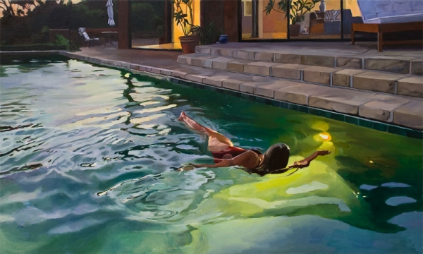 PATRICIA CHIDLAW, Evening Swim, 2020 for review of REAL WOMEN: Realist Art by American Women in VOICE